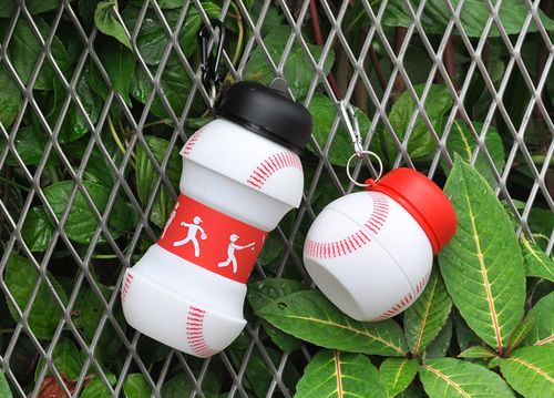 参观产品 旅行杯 创意日用百货可折叠硅胶水杯 定制户外运动水瓶棒球
